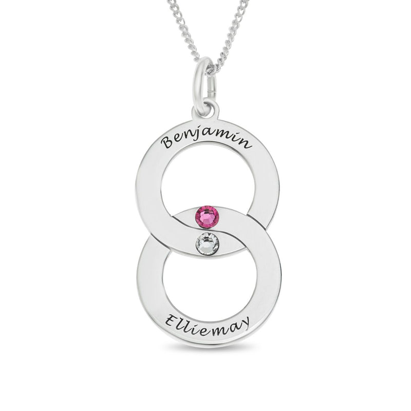 Silver Personalised Intertwined Necklace With Birthstones
