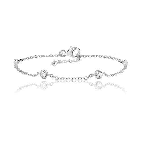 Silver Chain & CZ Bracelet SBG0032