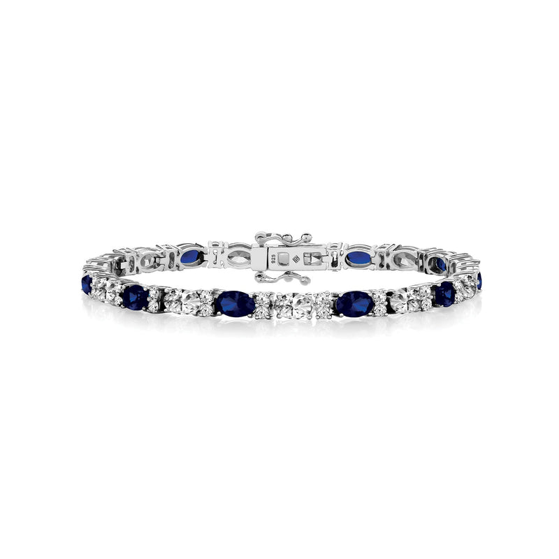 Silver  Sapphire/CZ Claw Set Bracelet SBG0034SA