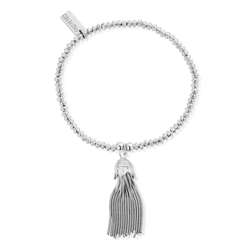 ChloBo Silver Mini Disc Tassel Bracelet SBMD933