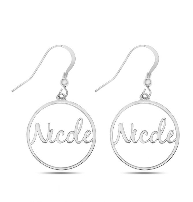 Silver Circle Earrings Personalised