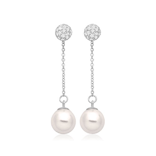 Silver & Co Pearl Drop CZ Earrings SEG0125