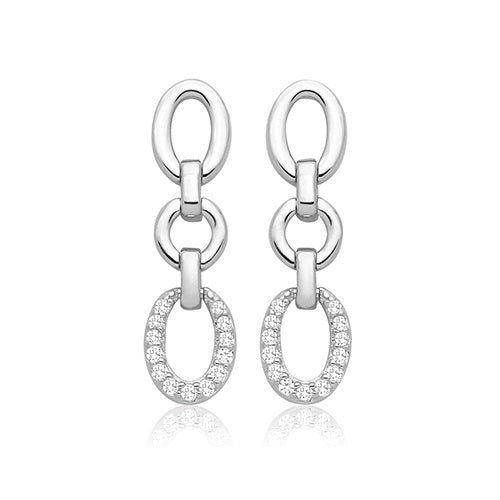 Silver & Co CZ Link Drop Earrings SEG0126