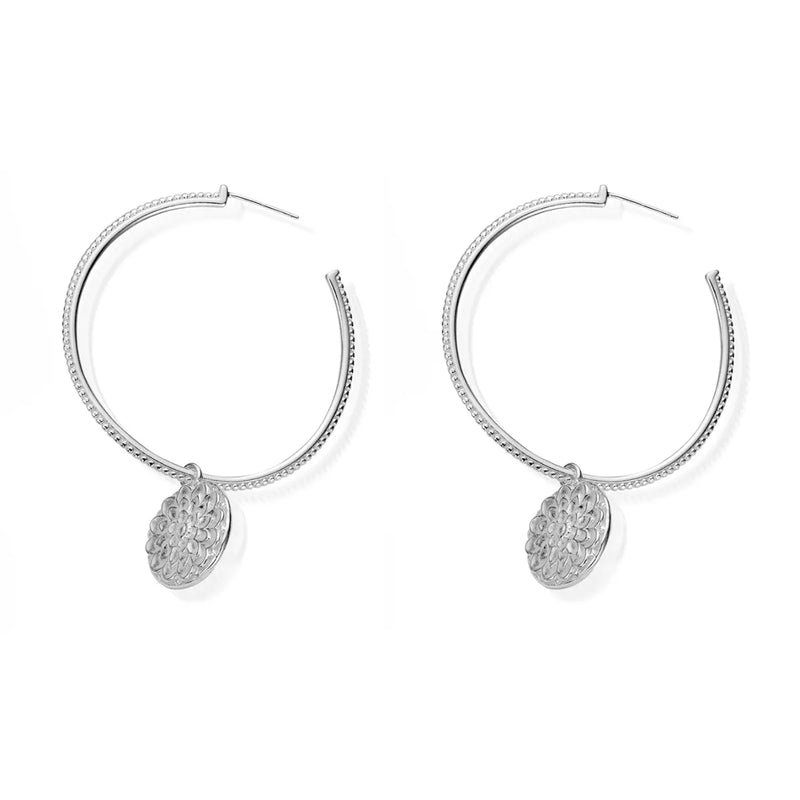 ChloBo Women's Moon Flower Hoop Earrings SEH659