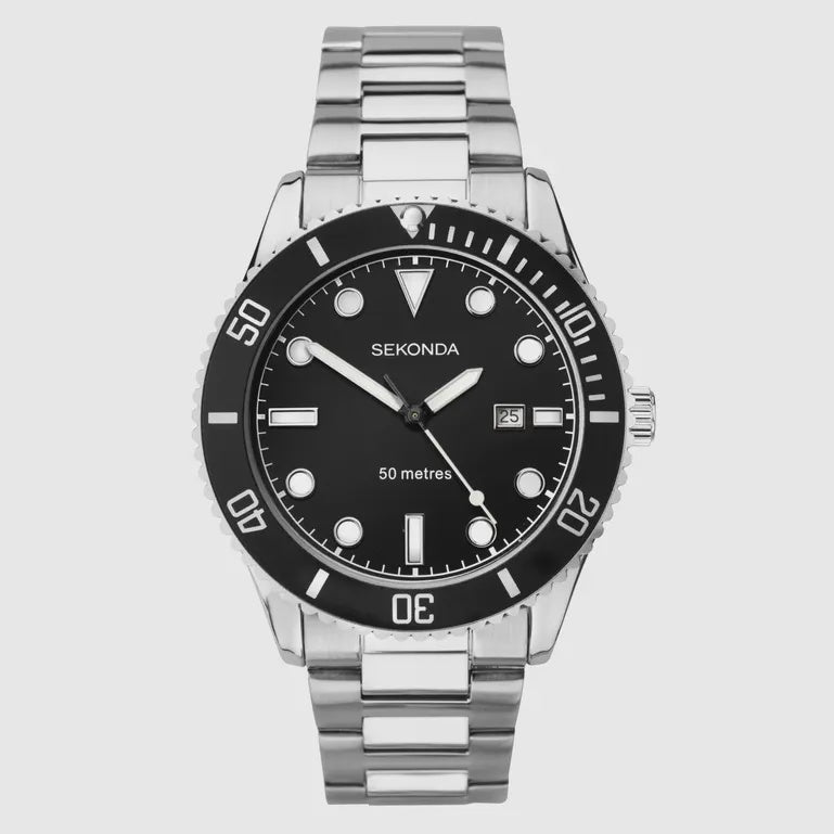 Sekonda Gents Steel Ocean Watch Black Dial 1788