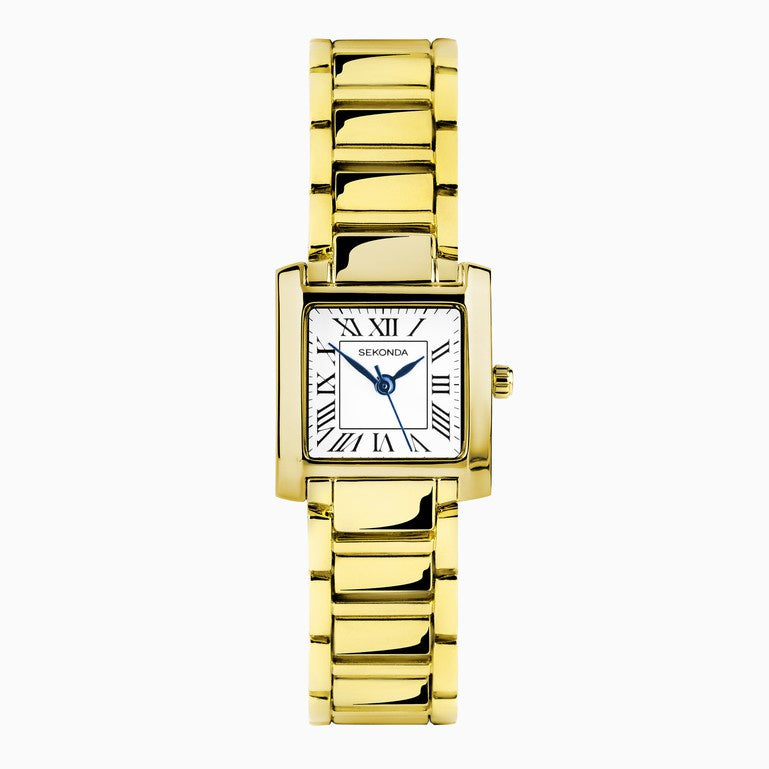 Sekonda Ladies Gold Tone Rectangular Watch 40702