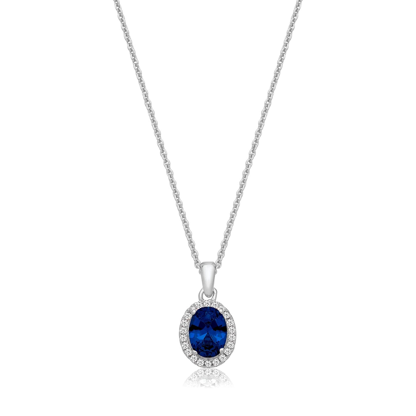 Silver Halo Set Blue CZ Pendant SPG0025SA