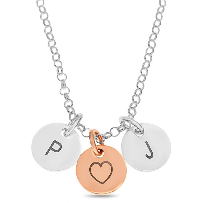 Silver 3 Disc Love Heart Necklace