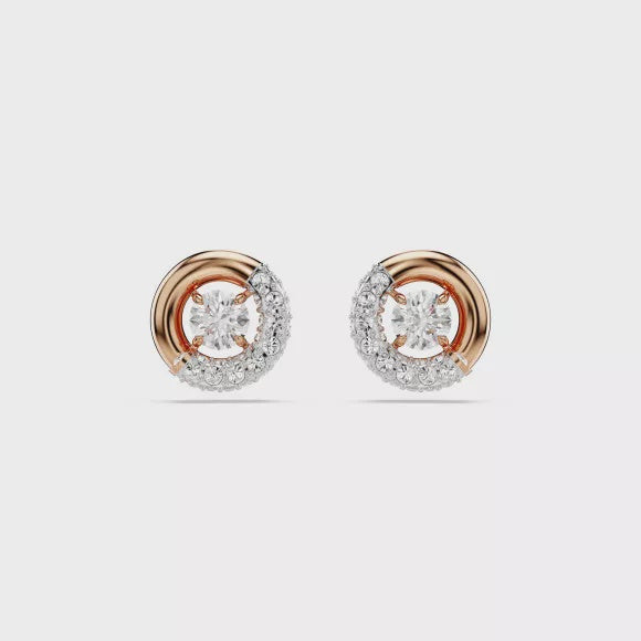 Swarovski Dextera Round Cut Rose Plated Stud Earrings 5692258