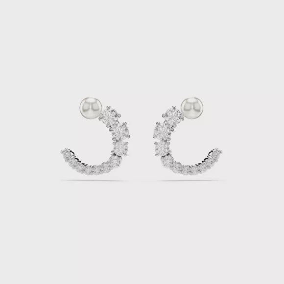 Swarovski Matrix Crystal & Pearl Hoop Earrings 5692260