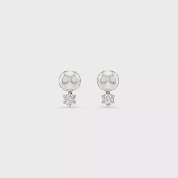 Swarovski Matrix Pearl & Crystal Rhodium Plated Earrings 5694225