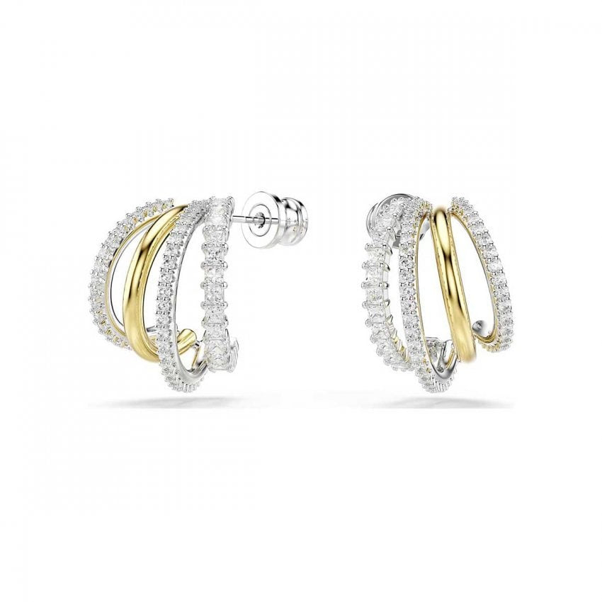 Swarovski Hyperbola Mixed Cut Two Tone Hoop Earrings 5689718