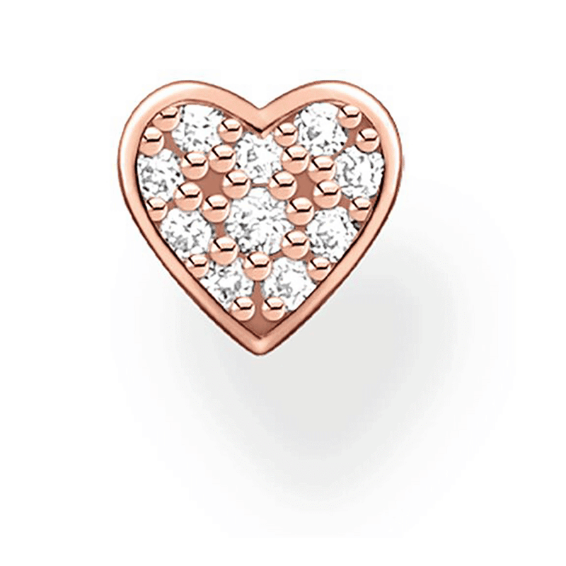 Thomas Sabo Single Rose Plated CZ Heart Earring H2145-416-14