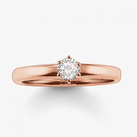 Thomas Sabo Size 54 Rose Gold & CZ Glam Soul Ring TR1982-416-14-54