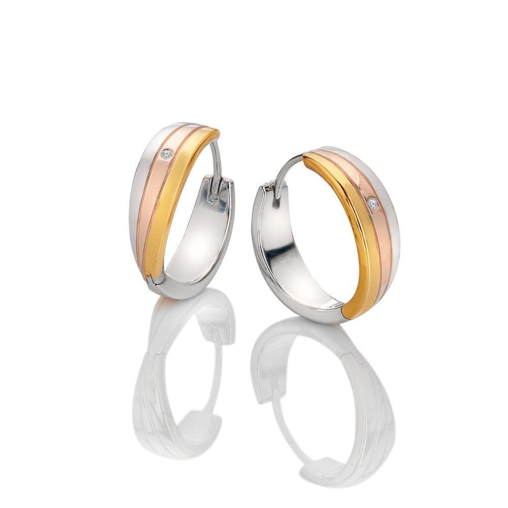 Hot Diamonds Trio Hoop earrings Tri Colour DE841