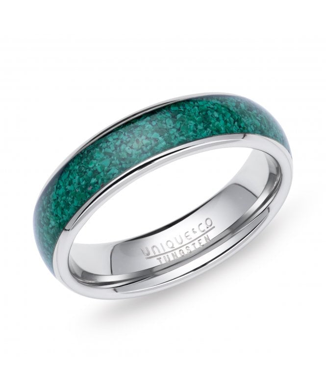 Unique & Co Tungsten Carbide 6mm Ring with Malachite Inlay TUR-179