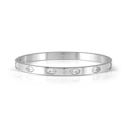 NOMINATION Pretty Bangles Steel 6 Oval white CZ (Large size) 029518-001