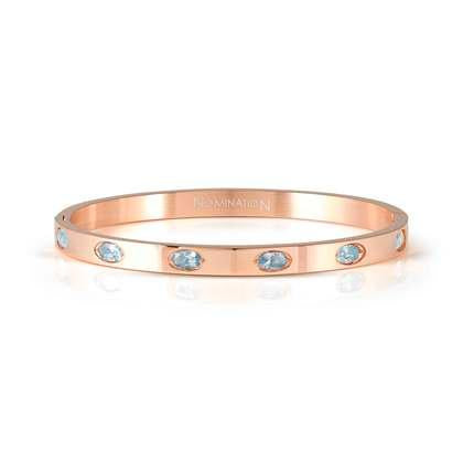 NOMINATION Pretty Bangles Rose finish 6 Oval light blue CZ (small size) 029516-045