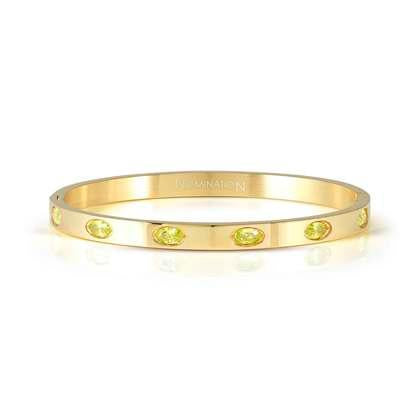 NOMINATION Pretty Bangles Yellow finish 6 Oval Green CZ (Large size) 029518-046