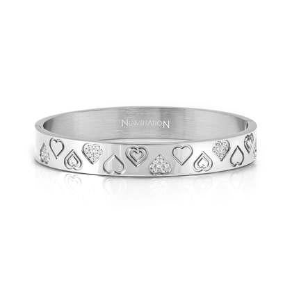 Nomination Pretty bangles Steel Wide CZ Pave Heart 029541-004