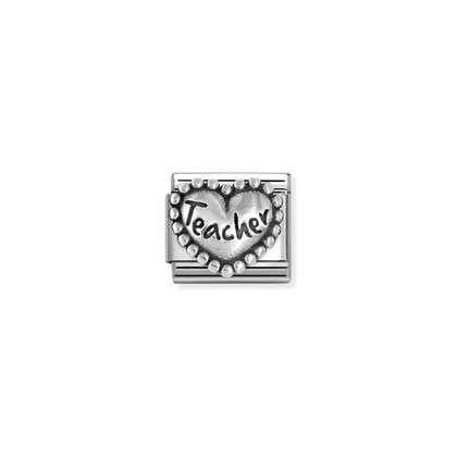 NOMINATION Silver Teacher Dotted Heart 330101-89