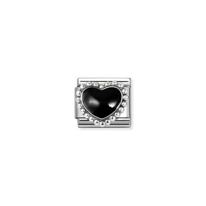 NOMINATION Raised Black Heart Charm 330204-38
