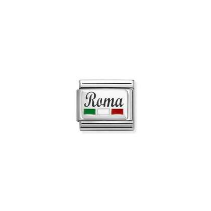 NOMINATION Silver Italian Roma Flag 330209-54