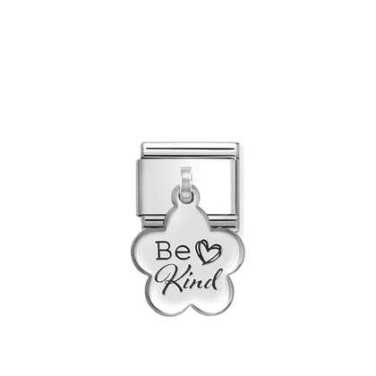 NOMINATION Silver Flower BE KIND Drop charm 331811-12