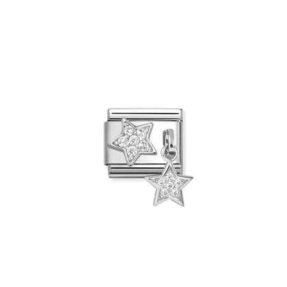 NOMINATION Silver CZ Pave Star with Drop Star 331817-16