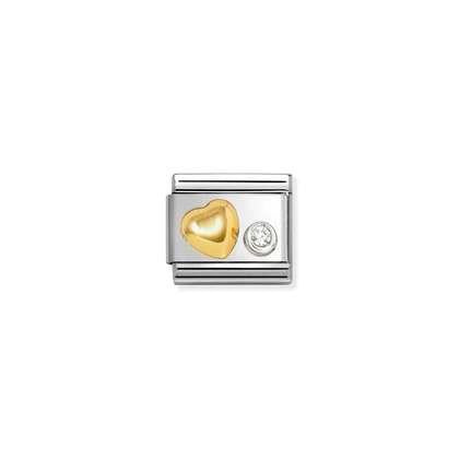 NOMINATION Gold Raised Heart White CZ 630301-02