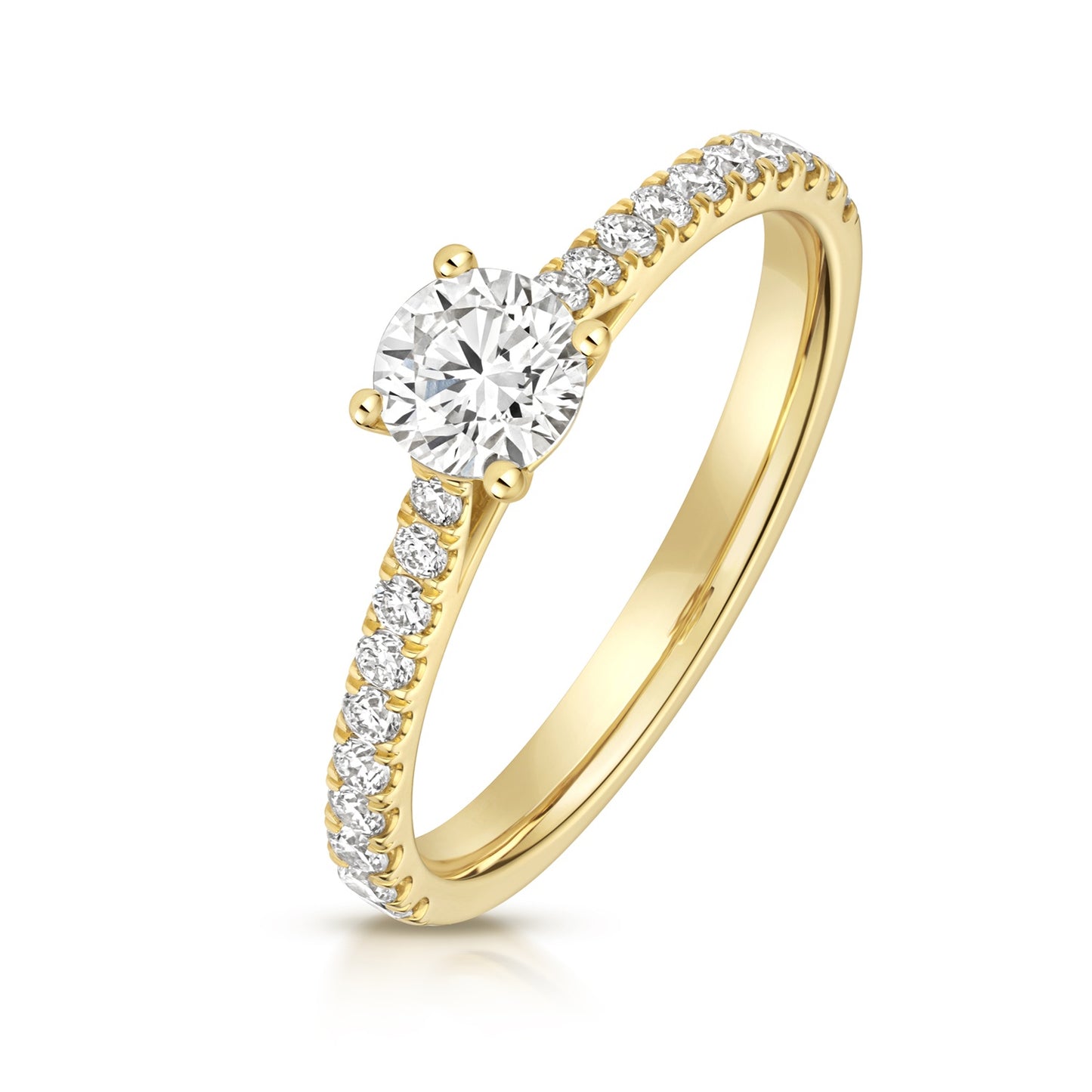 9ct Yellow Gold 0.50ct LAB Grown Diamond Solitare with Dia Shoulders