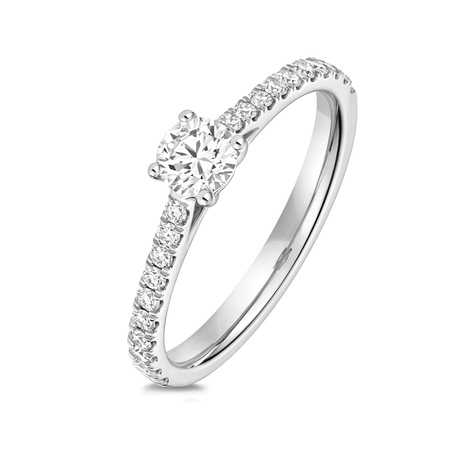 9ct White Gold 0.35ct LAB Grown Diamond Solitare with Dia Shoulders