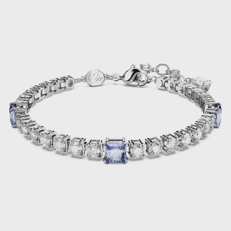 Swarovski Matrix Tennis Mixed Cuts Blue Rhodium Plated Bracelet 5666426