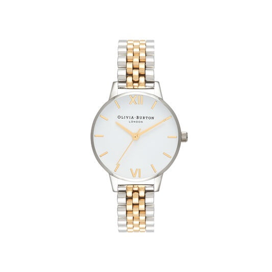Olivia Burton Midi Dial White Dial Gold & Silver Bracelet Watch 24000170