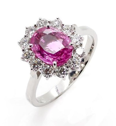 18ct Gold Pink Sapphire & Diamond Ring 5545