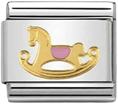 Nomination Enamel Gold Pink Rocking Horse 030242-43