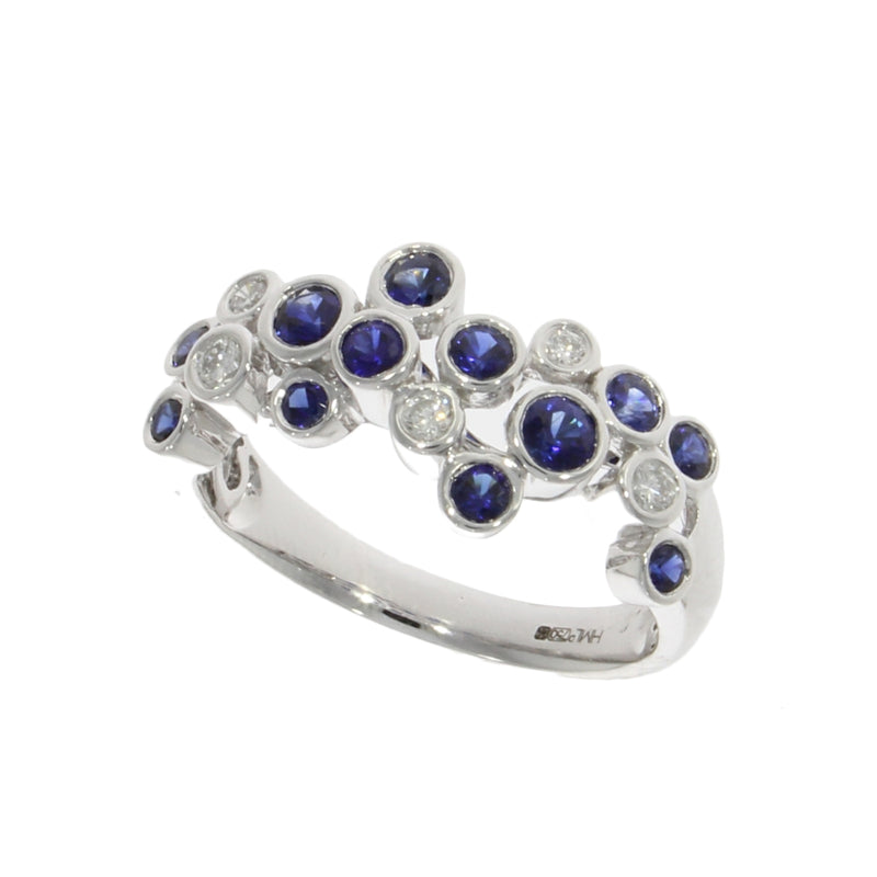 18ct Gold Sapphire & Diamond Bubble Ring