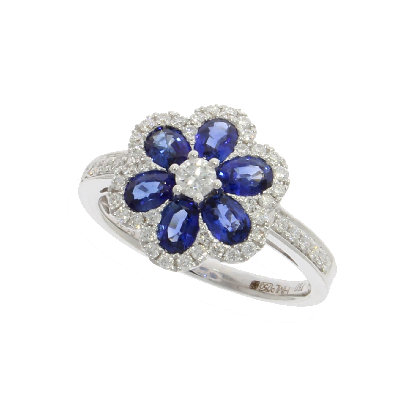 18ct Gold Sapphire & Diamond Cluster Ring