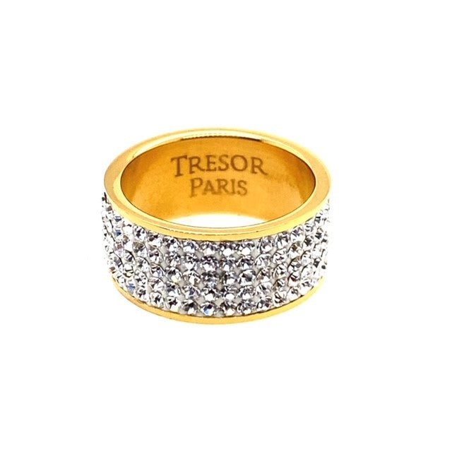 Yellow Gold Plated White Crystal Ring 21060