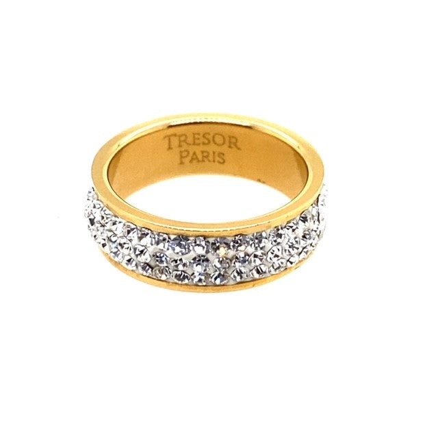 Yellow Gold Plated White Crystal Ring 21061