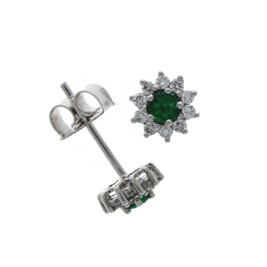 18ct Gold Emerald & Diamond Earrings