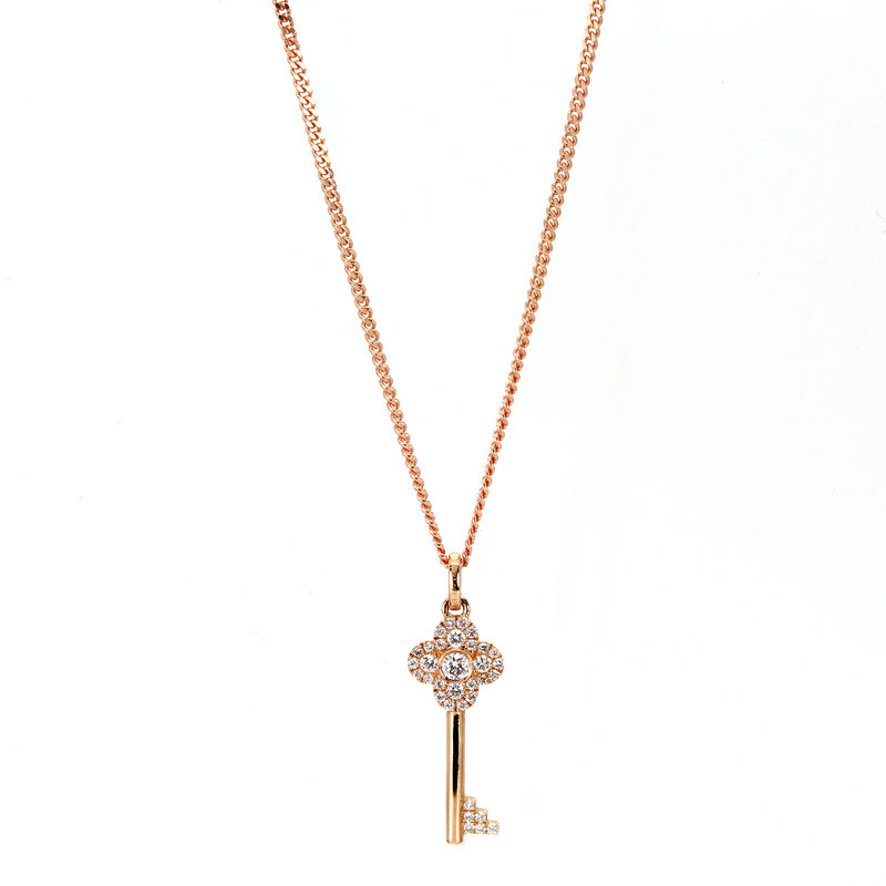 18ct Rose Gold Diamond Key Pendant