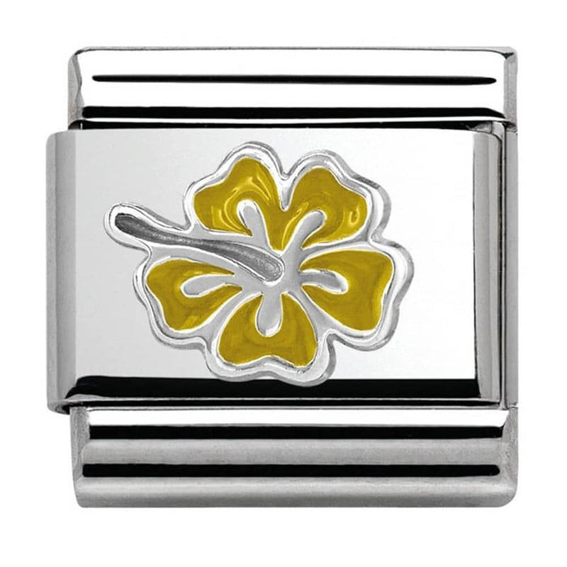 Nomination CLASSIC Silvershine Honolulu Yellow Hibiscus Charm 330202/22