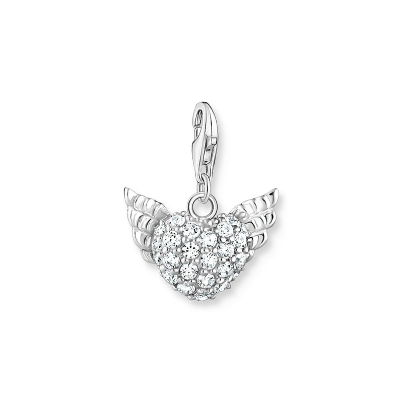 THOMAS SABO  CHARM PENDANT WINGED HEART WHITE STONES SILVER 0626-051-14