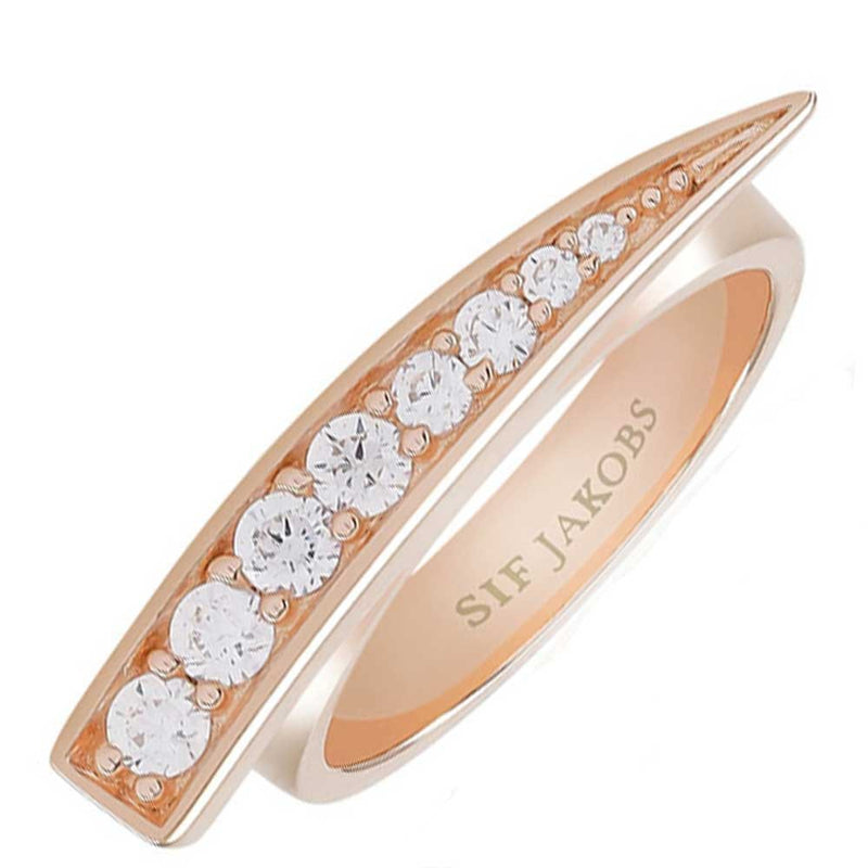 Sif Jakobs Ladies Rose Gold-Plated 'Pila' Graduated White Cubic Zirconia Ring SJ-R1010-CZ/54