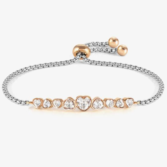 Nomination Milleluci Rose PVD Plated White Heart Crystal Bracelet 028011/010
