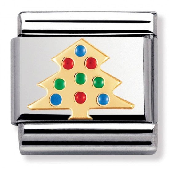 NOMINATION Charm CHRISTMAS Enamel 18k Gold Christmas Tree