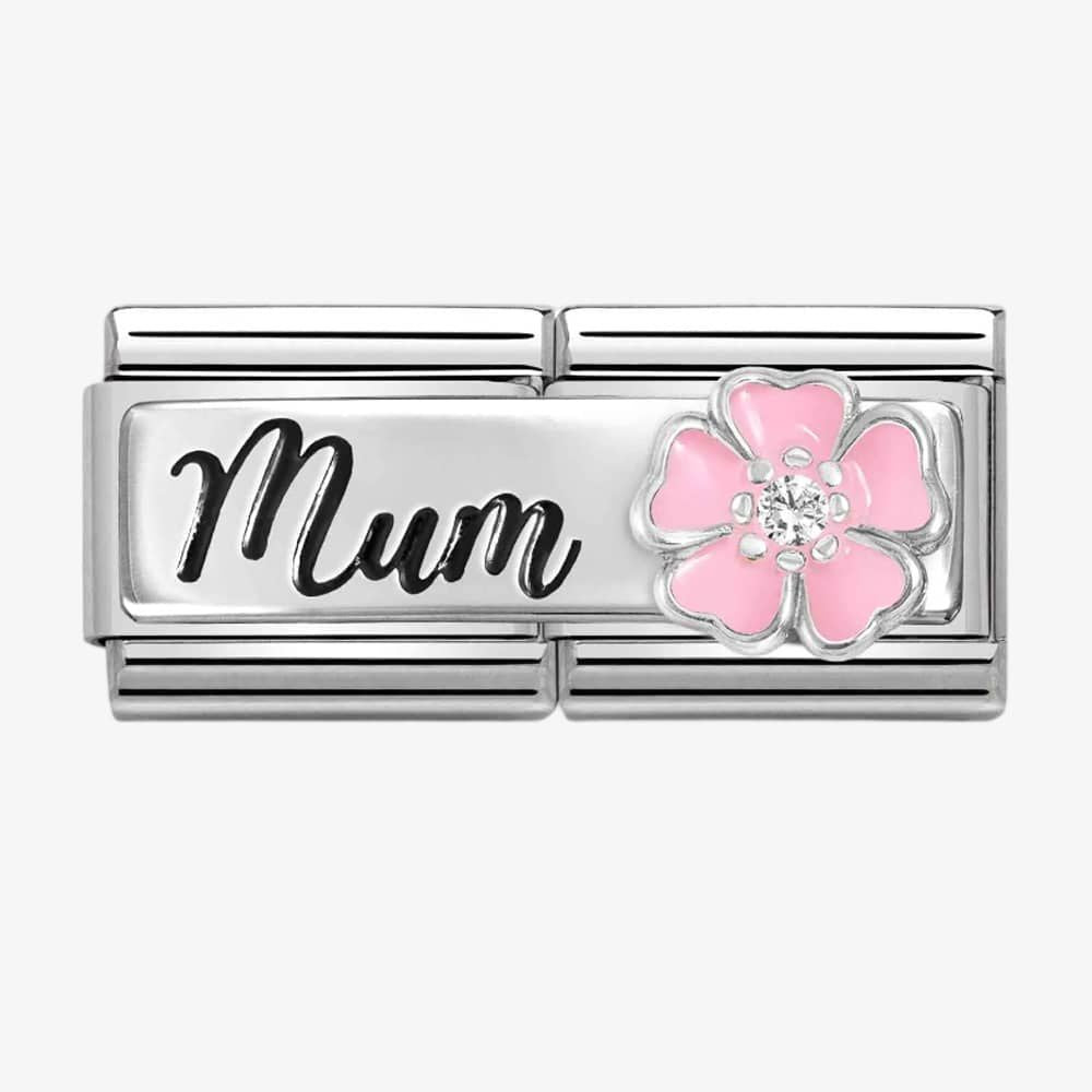 NOMINATION Double Mum with Pink Flower Charm 330734-18