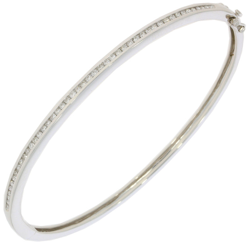 9ct White Gold Diamond Bangle - Channel Set - 0.50ct