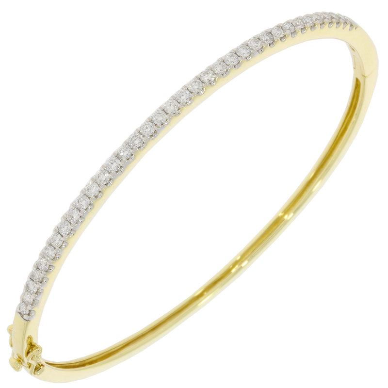 9ct Gold Diamond Bangle Claw Set - 1.00ct